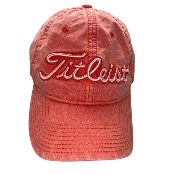 Titleist Golf Red with Red Contrasting Lettering Adjustable Strap Back Hat Ball - Picture 1 of 4